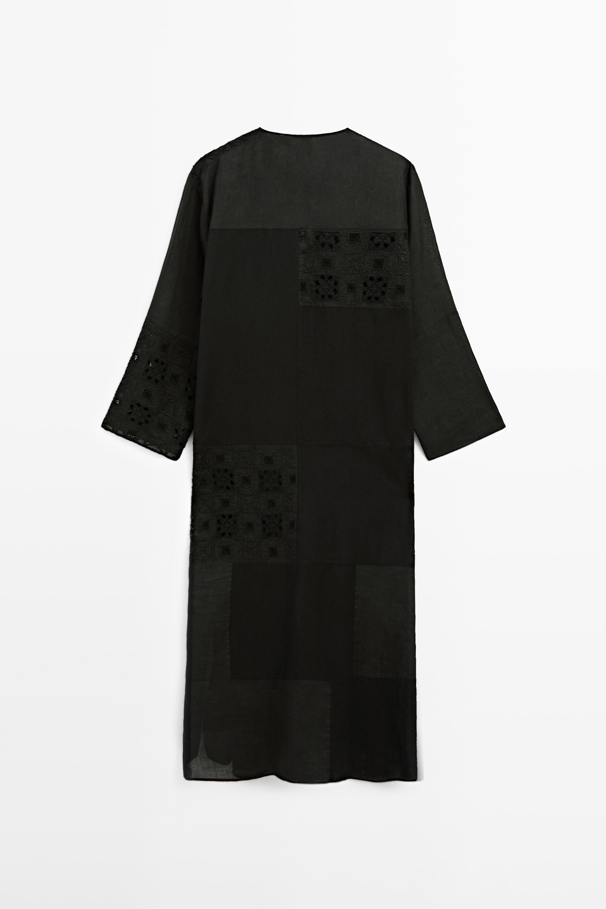 Flowing embroidered kaftan dress